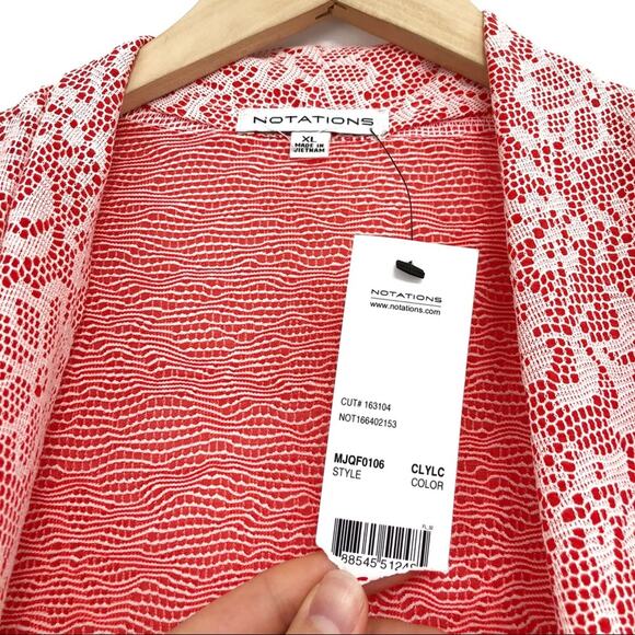NWT NOTATIONS Cardigan Blouse Pink White XL - Picture 5 of 9